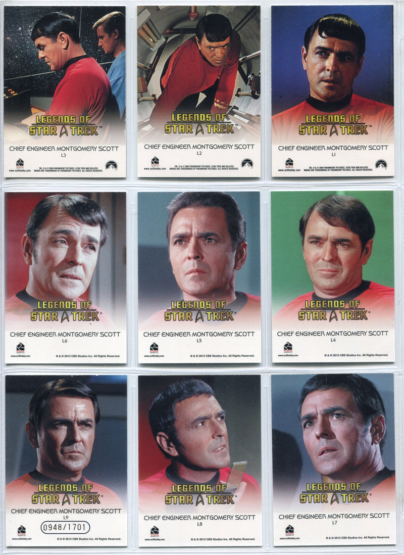 Legends Of Star Trek Series 4 Scotty Montgomery Scott Chase Card Set L1-L9 - TvMovieCards.com