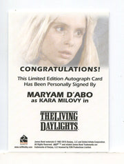 James Bond Archives Spectre Maryam d'Abo as Kara Milovy Autograph Card - TvMovieCards.com