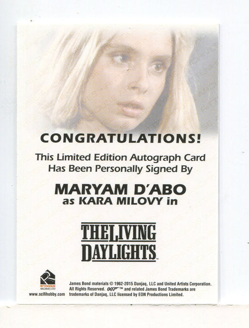 James Bond Archives Spectre Maryam d'Abo as Kara Milovy Autograph Card - TvMovieCards.com