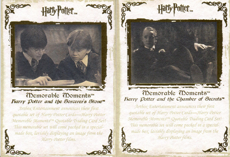 Harry Potter Memorable Moments Gold Foil Promo Card Lot Promo 1 and Promo 2 - TvMovieCards.com