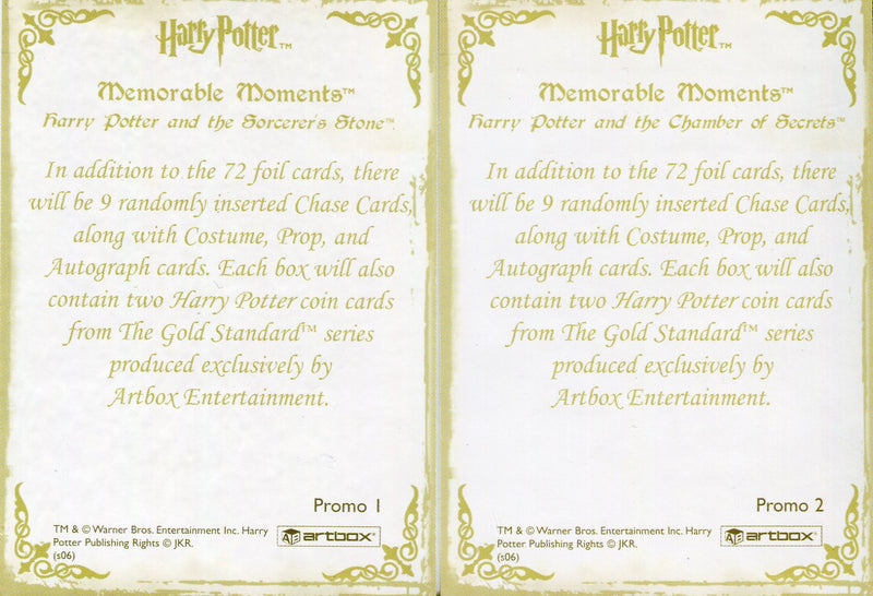 Harry Potter Memorable Moments Gold Foil Promo Card Lot Promo 1 and Promo 2 - TvMovieCards.com