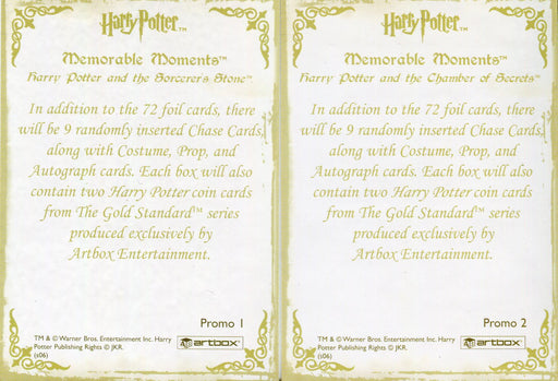 Harry Potter Memorable Moments Gold Foil Promo Card Lot Promo 1 and Promo 2 - TvMovieCards.com