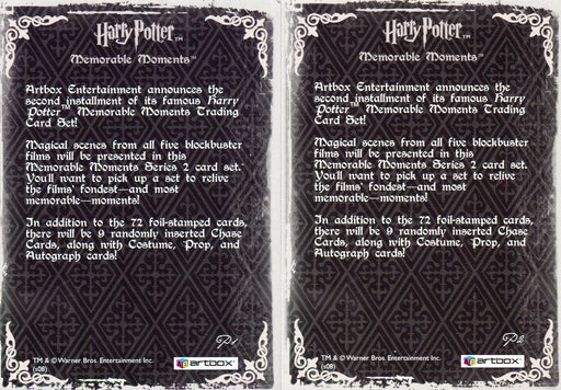 Harry Potter Memorable Moments 2 Bronze Foil Promo Card Lot P1 and P2 - TvMovieCards.com