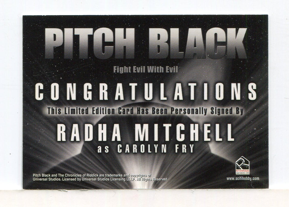 Radhamithell Riddick Chronicles of Riddick Radha Mitchell as Carolyn Fry Autograph Card ...