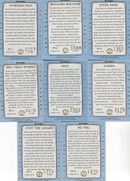 Peter Rabbit and Friends Pet Series Chase Card Set PS 1 thru PS 8 Tempo 1996 - TvMovieCards.com