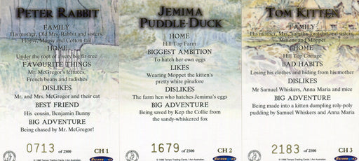 Peter Rabbit and Friends Chase Card Set CH 1 thru CH 3 Tempo 1996 - TvMovieCards.com