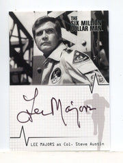 Six Million Dollar Man 1 & 2 Lee Majors as Steve Austin Autograph Card A1 - TvMovieCards.com