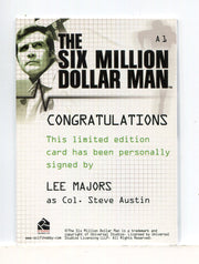 Six Million Dollar Man 1 & 2 Lee Majors as Steve Austin Autograph Card A1 - TvMovieCards.com