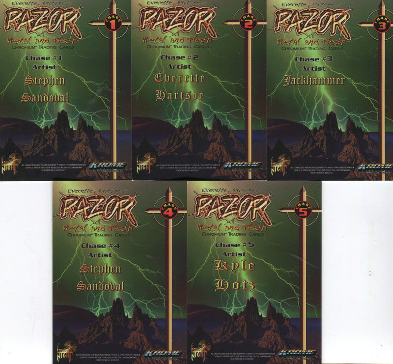 Razor Cardris Razor Metal & Flesh Chrome Chase Card Set (5) Krome 1996 — TvMovieCards.com