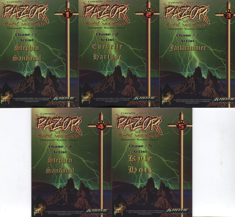 Razor Metal & Flesh Holochrome Chase Card Set (5) Krome 1996 - TvMovieCards.com