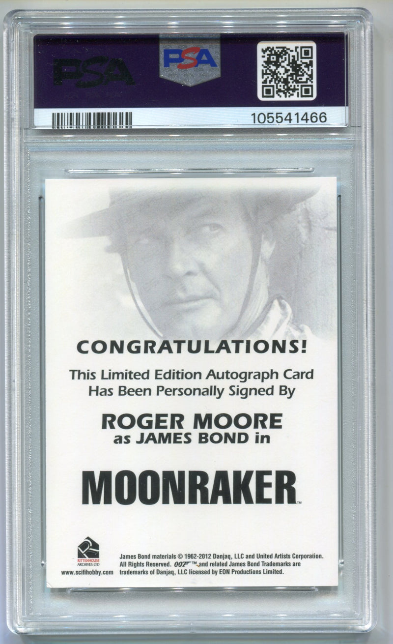 James Bond Archives Spectre Roger Moore as James Bond Autograph Card PSA 7 - TvMovieCards.com