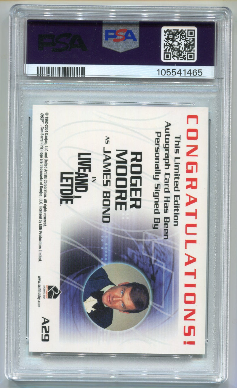 The Quotable James Bond A29 Roger Moore Autograph Card PSA 10 Gem Mint - TvMovieCards.com
