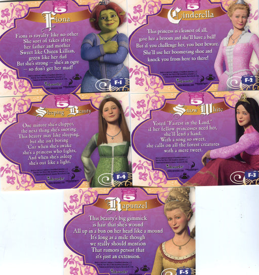 2007 Shrek The Third Fiona's Fairytale Chase Card Set F-1 thru F-5 Inkworks - TvMovieCards.com