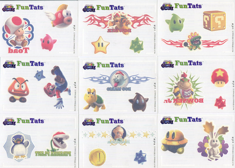 Super Mario Brothers Galaxy Fun Tats Chase Card Set 1-18 Enterplay 2008 - TvMovieCards.com