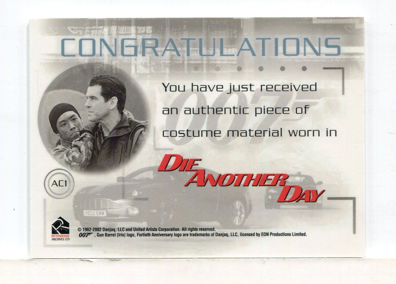 James Bond Die Another Day Case Topper Costume Card AC1 Image 2 - TvMovieCards.com