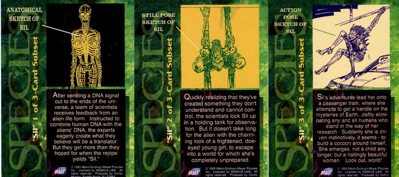 Species Movie Sil Subset Chase Card Set 1-3 Comic Images 1995 - TvMovieCards.com
