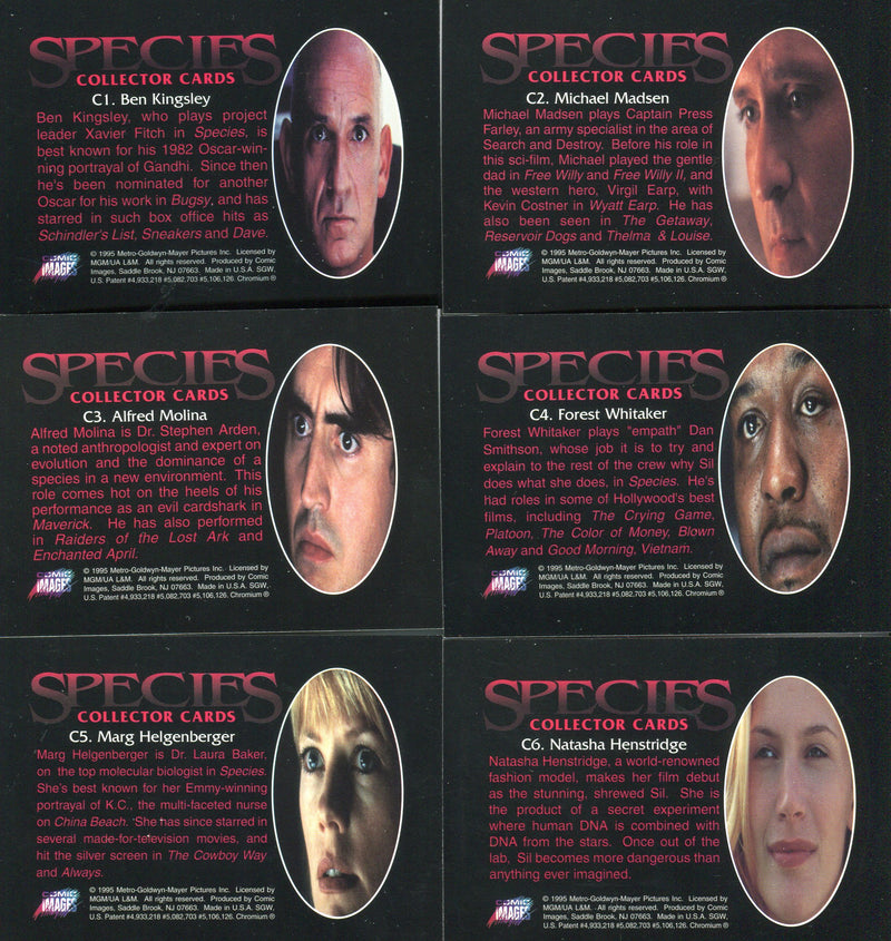 Species Movie Superstars Chromium Chase Card Set C1-C6 Comic Images 1995 - TvMovieCards.com