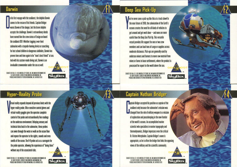 SeaQuest DSV Foil Chase Card Set F1 thru F4 Skybox 1993 - TvMovieCards.com
