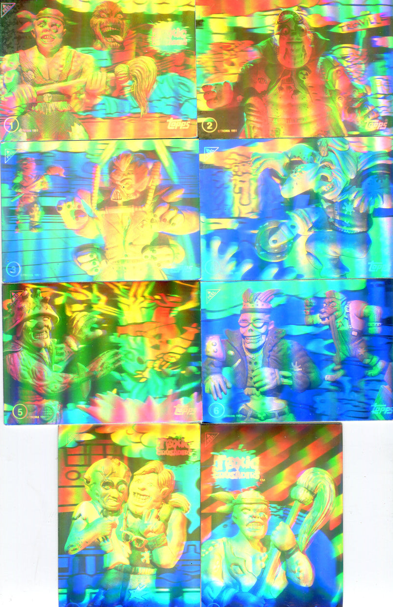 1991 Toxic Crusaders Hologram Stickers Chase Card Set 8 Cards Topps - TvMovieCards.com