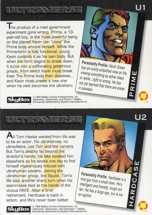 1993 Ultraverse Series 1 Ultraverse Ultra Tech Chase Card Set U1 - U2 Skybox - TvMovieCards.com