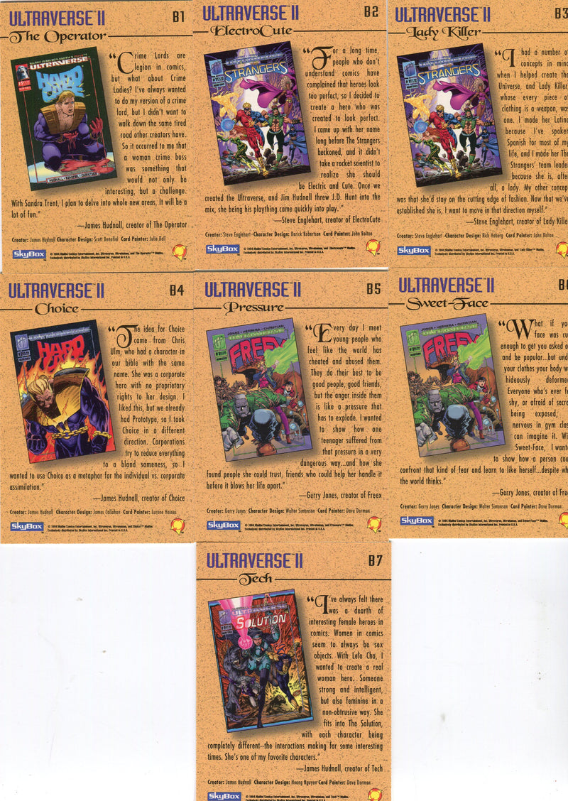 1994 Ultraverse Series 2 Painted Bonus Chase Card Set B1 - B7 Skybox - TvMovieCards.com
