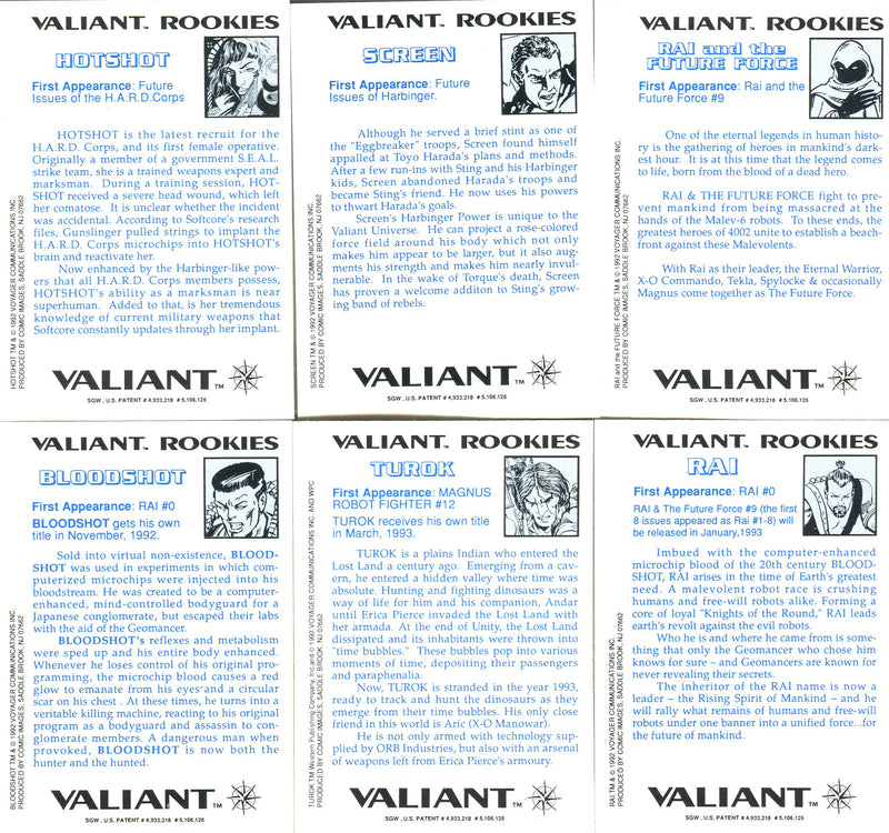 Unity: Time Is Not Absolute Valiant Rookies Chromium Chase Card Set (6) Cards - TvMovieCards.com