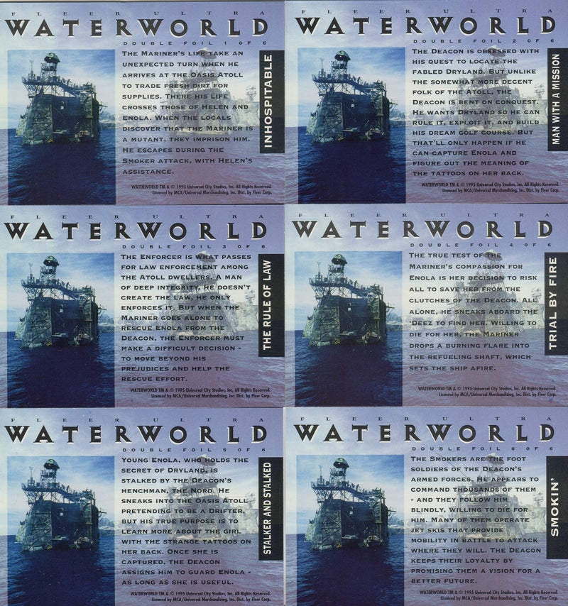 1995 Waterworld Movie Double Foil Chase Card Set 6 Cards Fleer Ultra - TvMovieCards.com