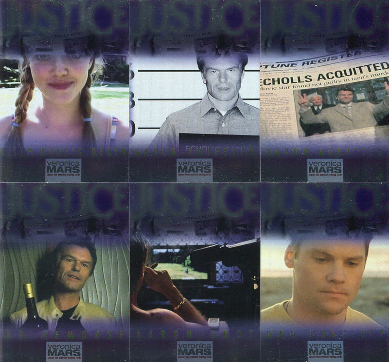 Veronica Mars Series 2 Justice Foil Chase Card Set J1 - J6 Inkworks 2007 - TvMovieCards.com