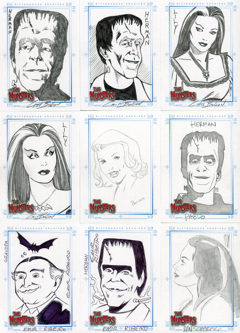 Munsters (2005) Autograph Sketch Card Lot 9 Cards - TvMovieCards.com