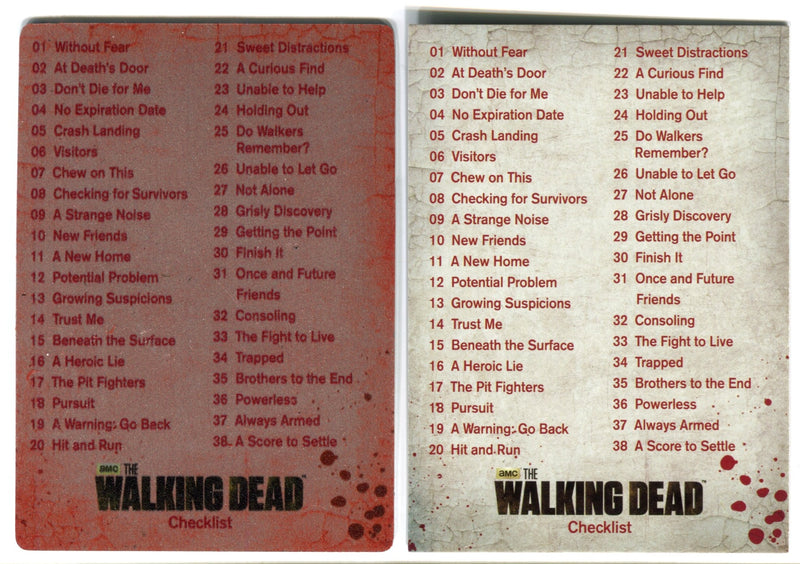 Walking Dead Season 3 Part 2 Red Metal Variant 1/1 Card #72 Checklist - TvMovieCards.com