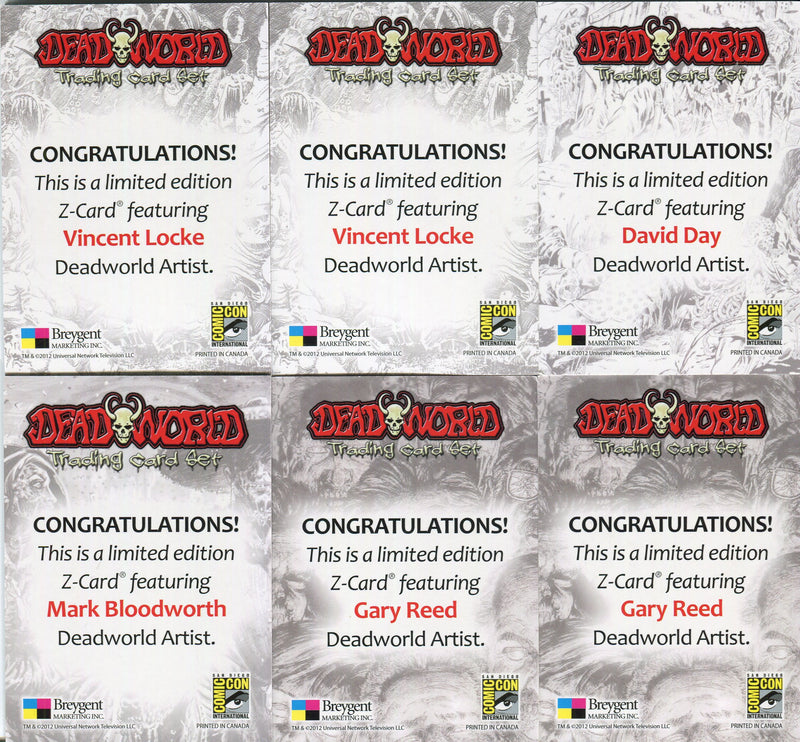 Dead World Z Card Autograph Card Set 6 Z Cards Breygent DEADWORLD - TvMovieCards.com