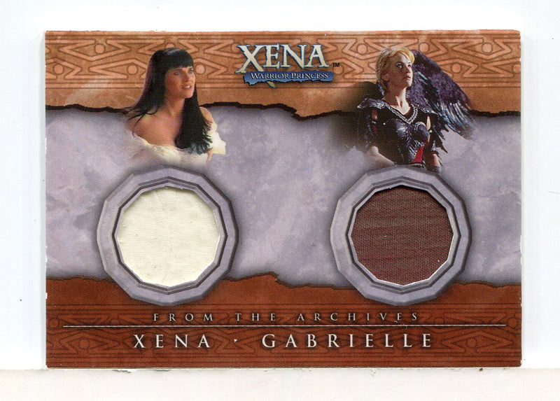 Xena Beauty and Brawn Xena & Gabrielle Double Costume Card DC4 (Tan) - TvMovieCards.com