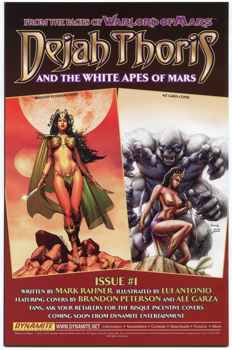 Warlord of Mars #15 Ale Garza Blue Sketch Variant Cover Dynamite 2011 VF/EX - TvMovieCards.com