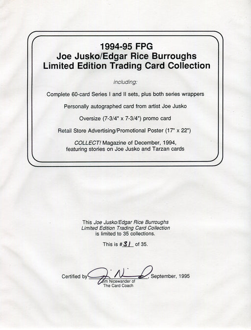 Joe Jusko Edgar Rice Burroughs Collection Limited Edition Set 1994-95 #31 of 35 - TvMovieCards.com