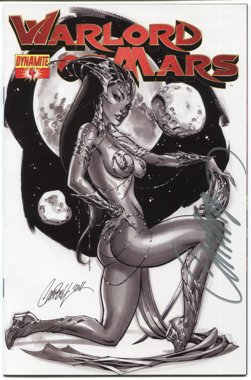 Warlord of Mars #4 J Scott Campbell Signed BW Sketch Cover Dynamite 2011 VF/EX - TvMovieCards.com