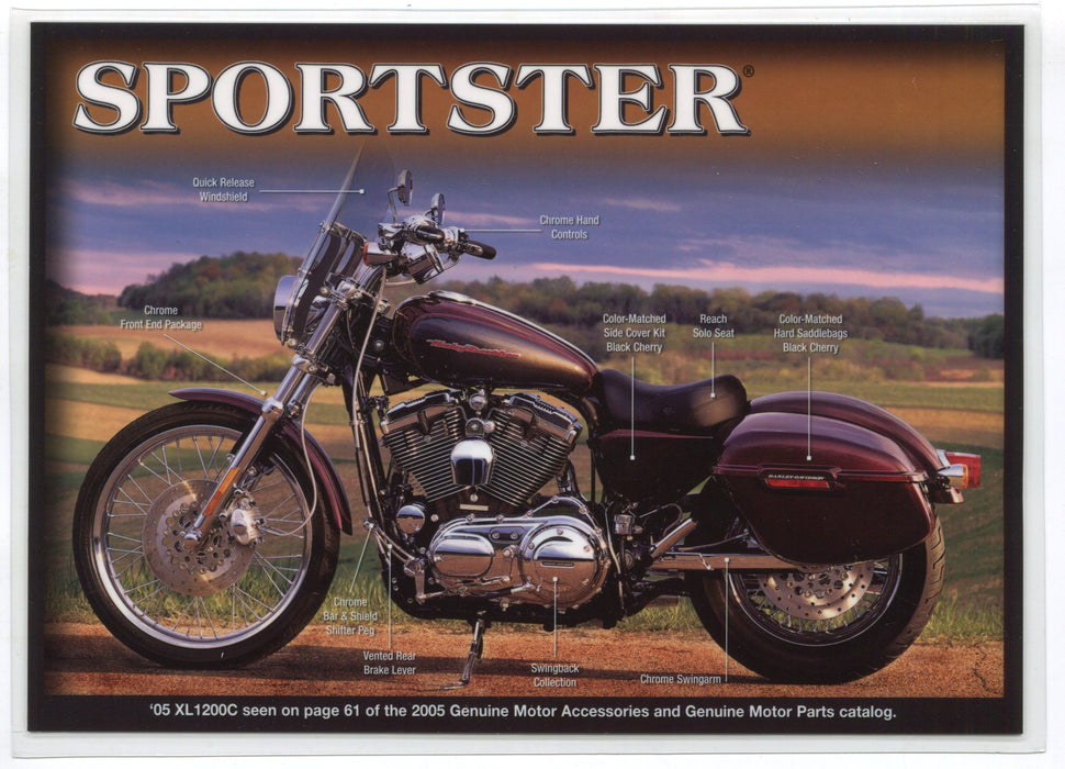 2005 Sportster XL1200C Harley Davidson Accessories Spec Sheet Dealer Card - TvMovieCards.com