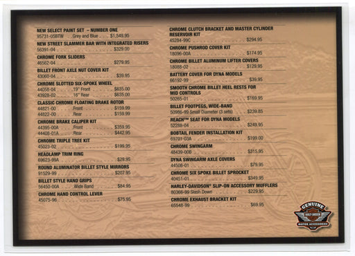 2005 Dyna FXDLI Harley Davidson Accessories Spec Sheet Dealer Card - TvMovieCards.com
