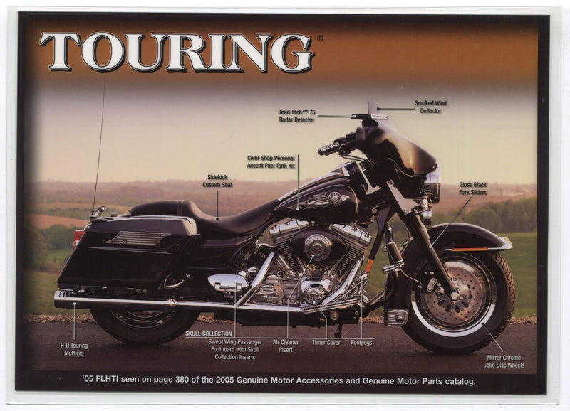 2005 Touring FLHTI Harley Davidson Accessories Spec Sheet Dealer Card - TvMovieCards.com