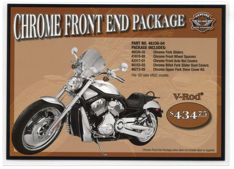2002+ V-Rod Harley Davidson Accessories Chrome Front End Package Dealer Card - TvMovieCards.com