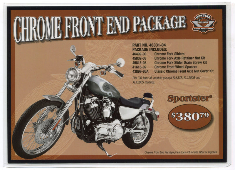 2000+ Sportster Harley Davidson Accessory Chrome Front End Package Dealer Card - TvMovieCards.com