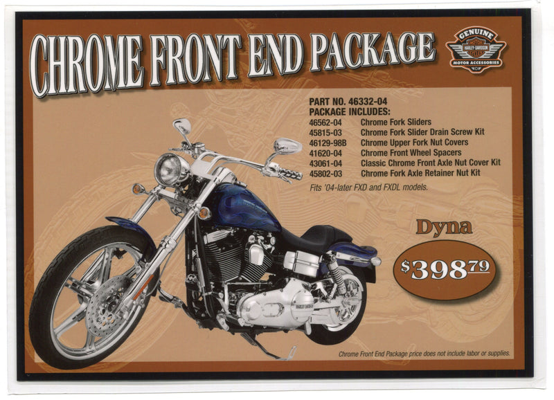 2004+ Dyna Harley Davidson Accessories Chrome Front End Package Dealer Card - TvMovieCards.com