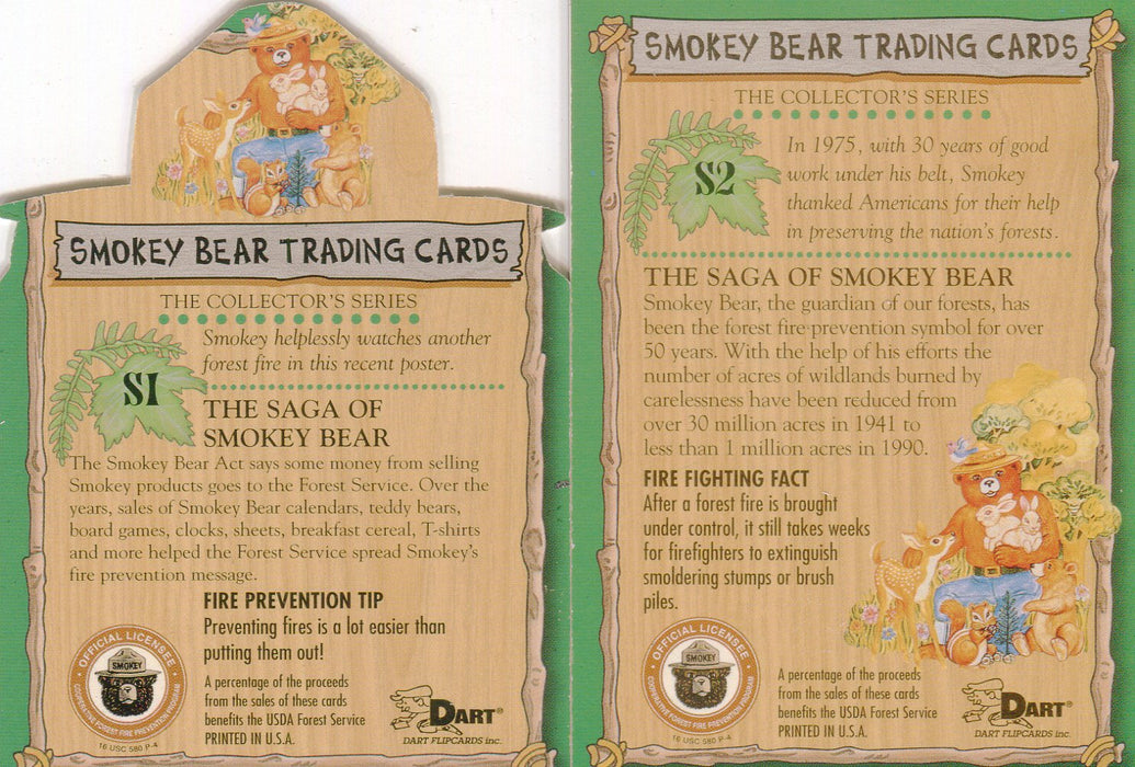 Smokey The Bear Die Cut / Foil Stamped Chase Card Set S1 - S2 Dart Flipcards 199 - TvMovieCards.com