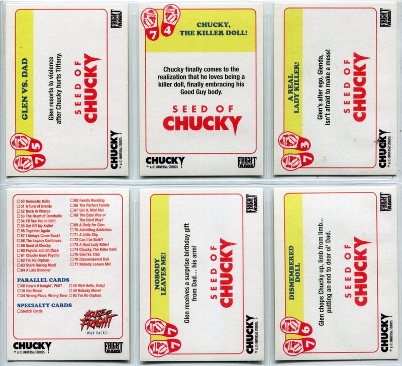 2018 Fright Rags Child's Play Chucky Complete Parallel Rainbow Foil Set 78/78 - TvMovieCards.com