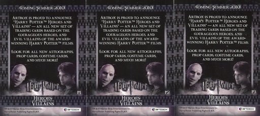 Harry Potter Heroes & Villains Promo Card Set 3 Cards P1 P2 P3 Artbox 2010 - TvMovieCards.com