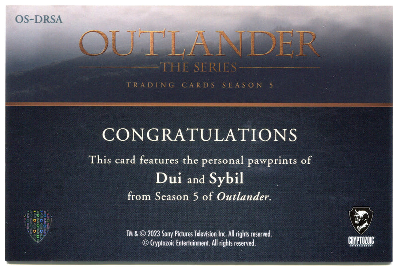 CZX Outlander Season 5 OS-DRSA Oversized Dual Pawtograph Dui & Sybil Card - TvMovieCards.com
