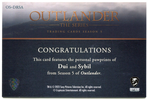 CZX Outlander Season 5 OS-DRSA Oversized Dual Pawtograph Dui & Sybil Card - TvMovieCards.com