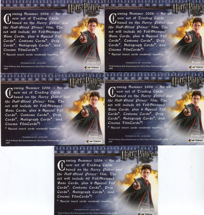 Harry Potter and the Half Blood Prince Promo Card Set 5 Cards P1 - P5 Artbox - TvMovieCards.com