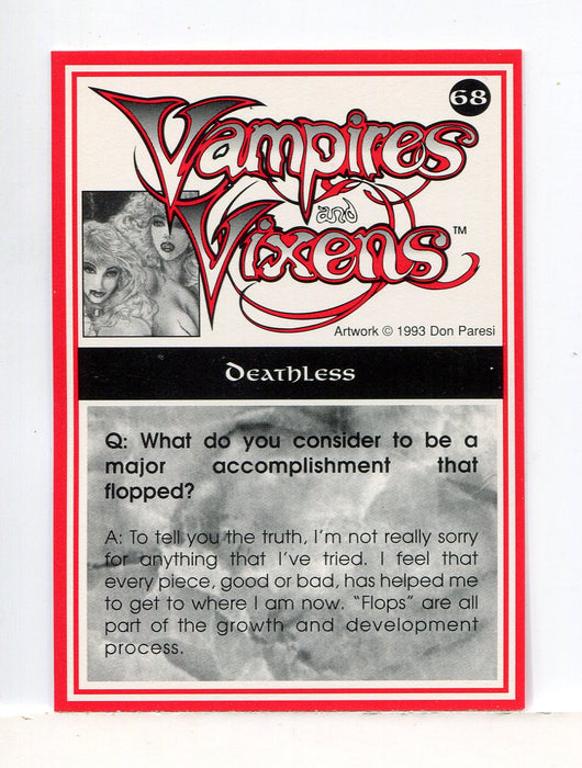 1994 Vampires and Vixens Don Paresi Signed Trading Card #68 Deathless - TvMovieCards.com