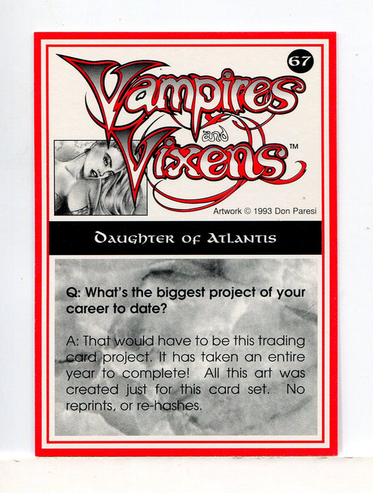 1994 Vampires and Vixens Don Paresi Signed Trading Card #67 Daughter of Atlantis - TvMovieCards.com