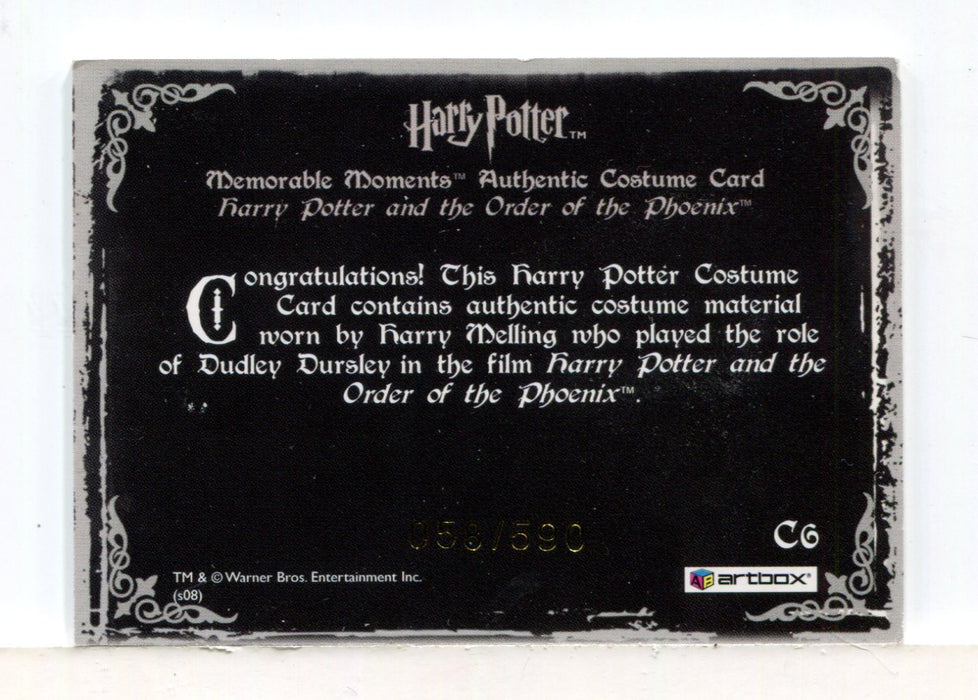 Harry Potter Memorable Moments 2 Dudley Dursley Costume Card HP C6 #058/590 - TvMovieCards.com